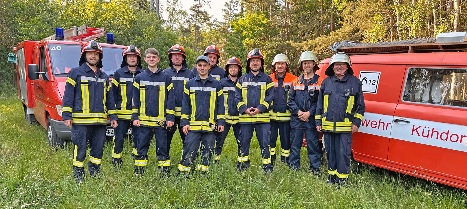 Die Kameraden der Freiwilligen Feuerwehr Lunzig, Hain, Kühdorf bei einer Übung im März 2023